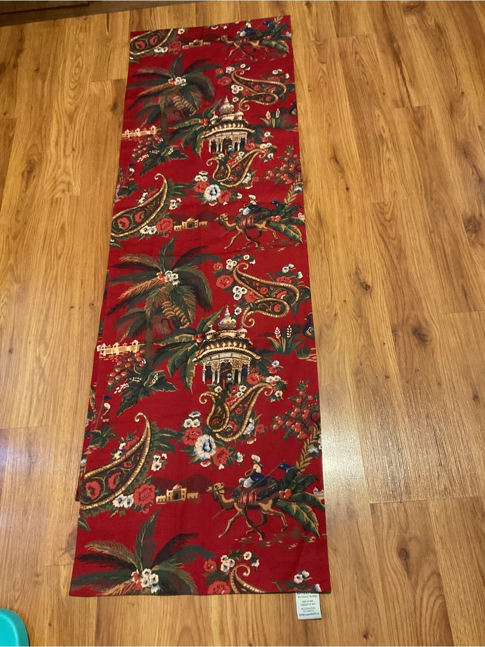 Pottery Barn Chinoiserie Table Runner Red Elephant Camel Rare Holiday Decor